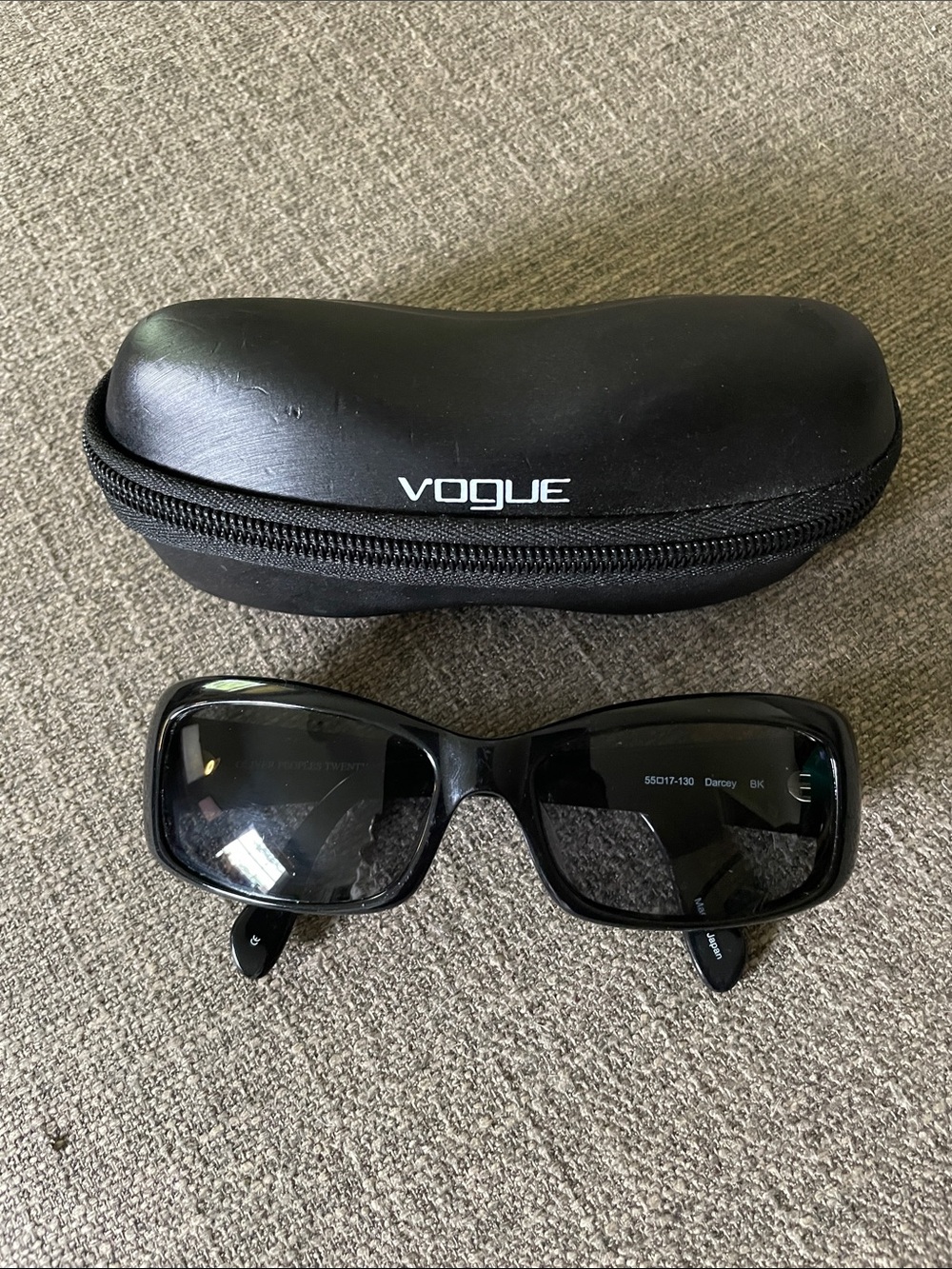 OLIVER PEOPLES DARCEY BK POLISHED BLACK SUNGLASSES 130 55 - 17 VINTAGE